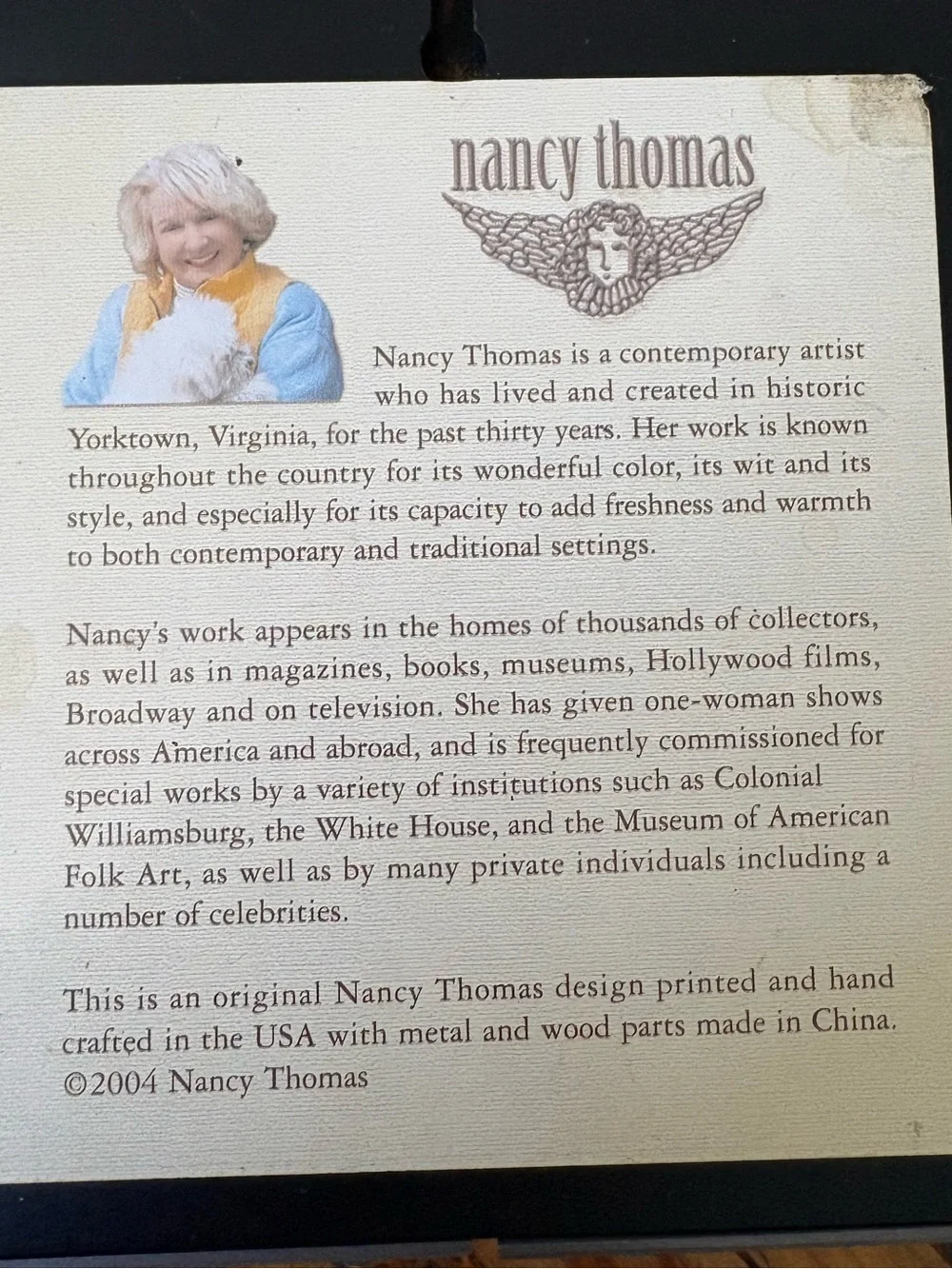 NANCY THOMAS➕AUTHENTIC Signed 2005 Spring Angel Seasons Wall Plaque